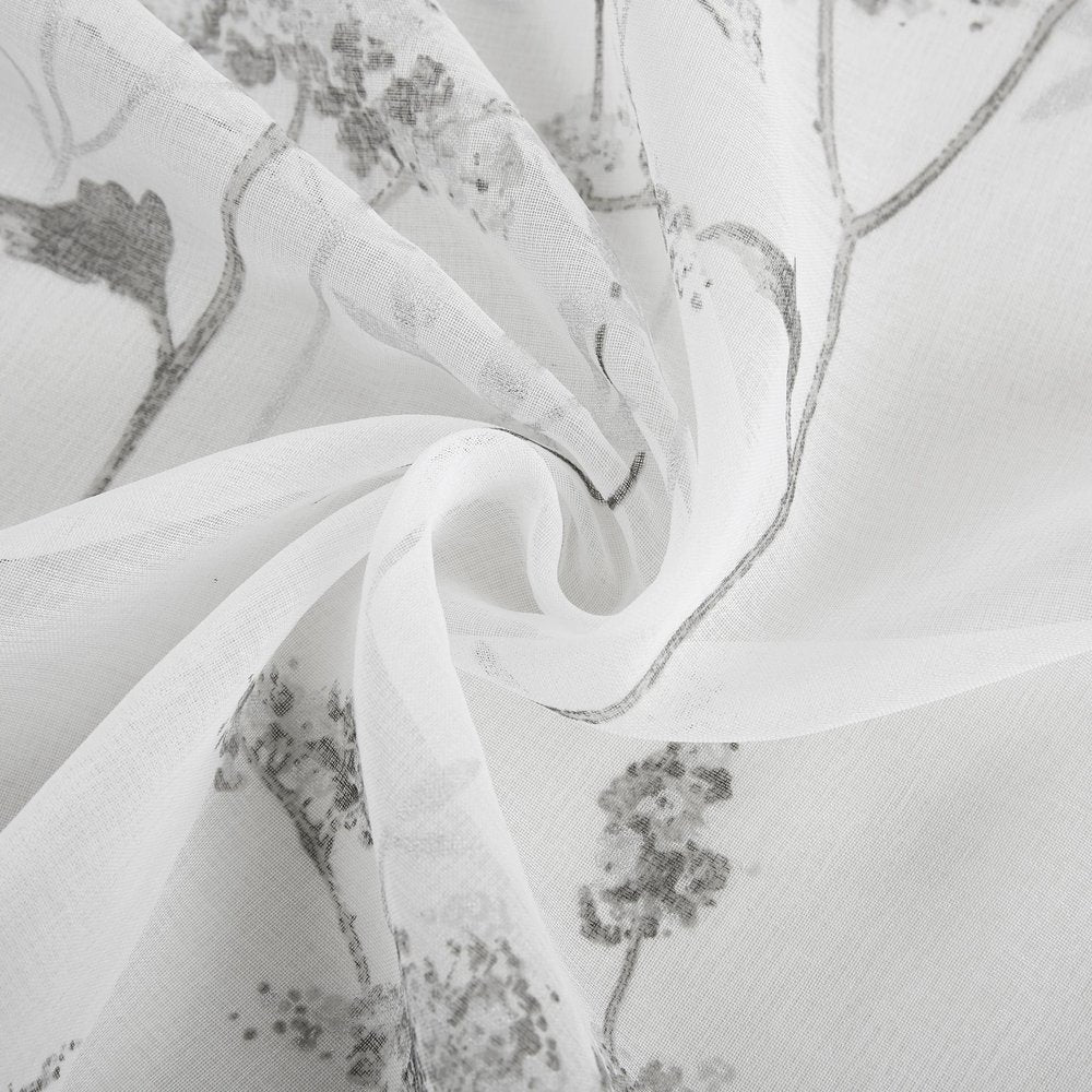 72" White And Gray Floral Shower Curtain — view 1