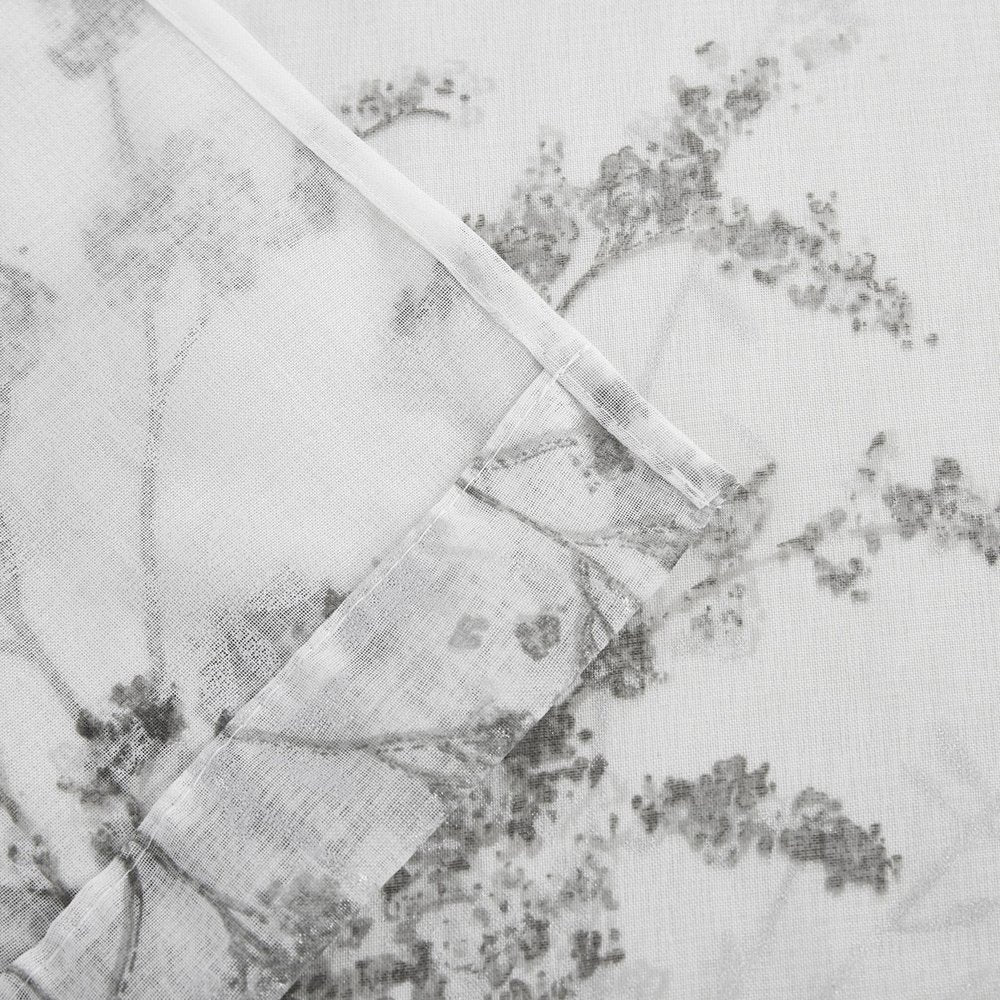 72" White And Gray Floral Shower Curtain — view 2