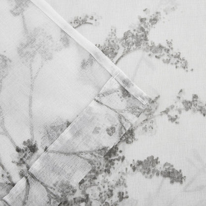 72" White And Gray Floral Shower Curtain