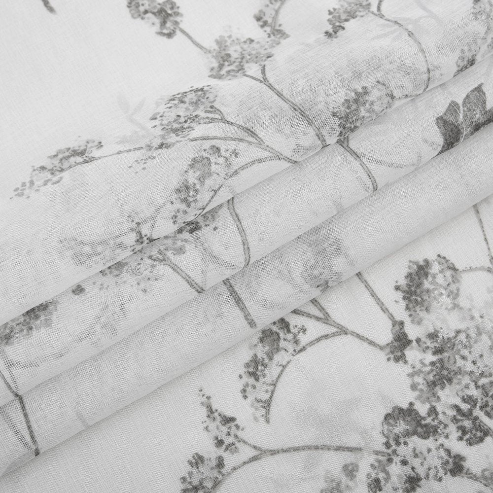 72" White And Gray Floral Shower Curtain — view 3