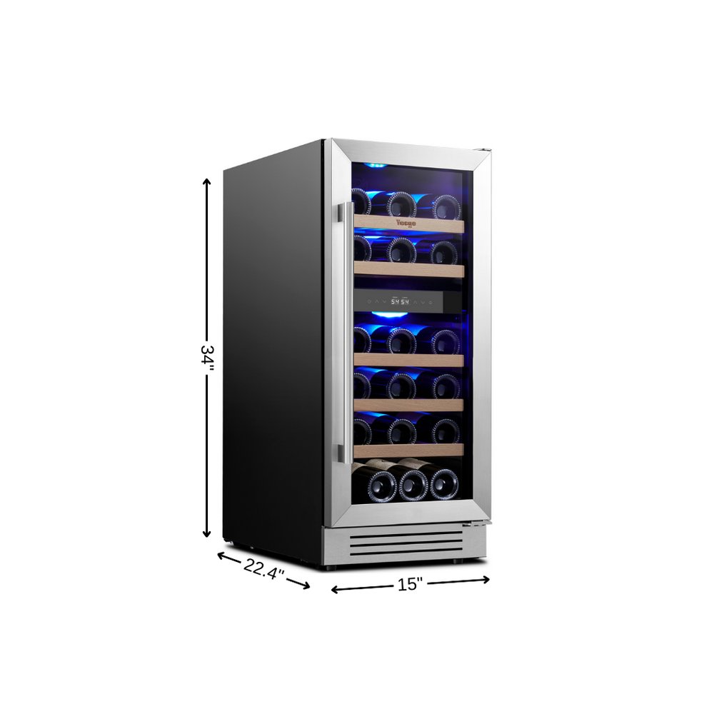 34" X 15" Silver Stainless Steel Dual Compartment Wine Refrigerator — view 4