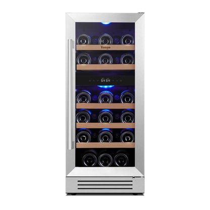 34" X 15" Silver Stainless Steel Dual Compartment Wine Refrigerator HomeRoots