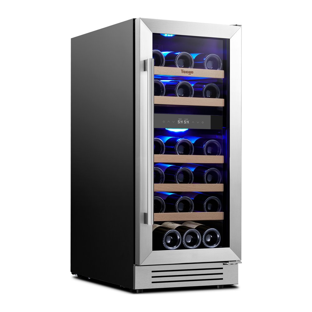 34" X 15" Silver Stainless Steel Dual Compartment Wine Refrigerator HomeRoots