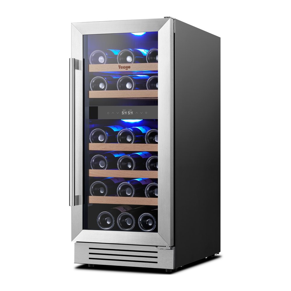 34" X 15" Silver Stainless Steel Dual Compartment Wine Refrigerator — view 3