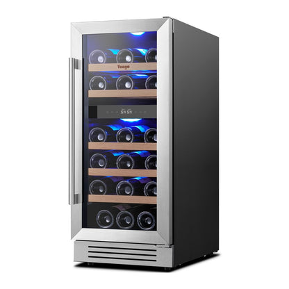 34" X 15" Silver Stainless Steel Dual Compartment Wine Refrigerator HomeRoots