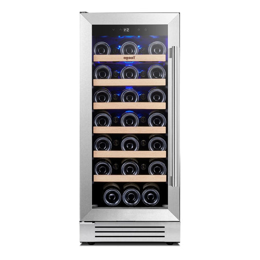 34" X 15" Silver Stainless Steel Single Compartment Wine Refrigerator HomeRoots