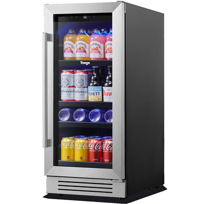 34" X 15" Silver and Black Stainless Steel Single Compartment Can Beverage Refrigerator HomeRoots