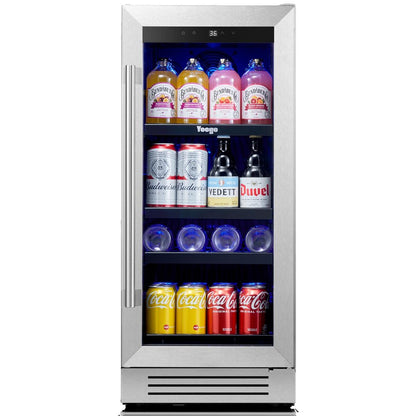 34" X 15" Silver and Black Stainless Steel Single Compartment Can Beverage Refrigerator HomeRoots