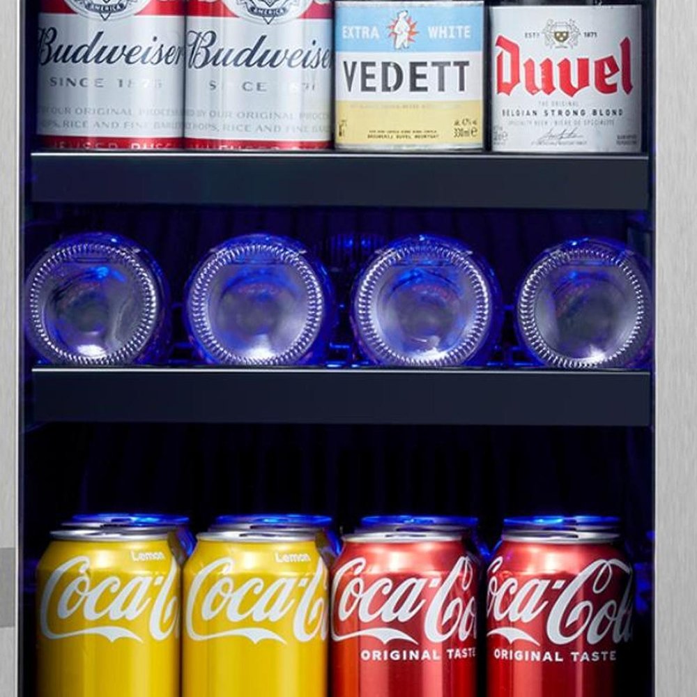 34" X 15" Silver and Black Stainless Steel Single Compartment Can Beverage Refrigerator — view 5