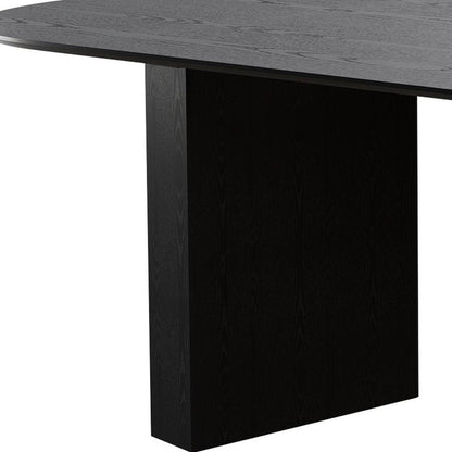 86" Black Wood Double Pedestal Base Oval Dining Table HomeRoots