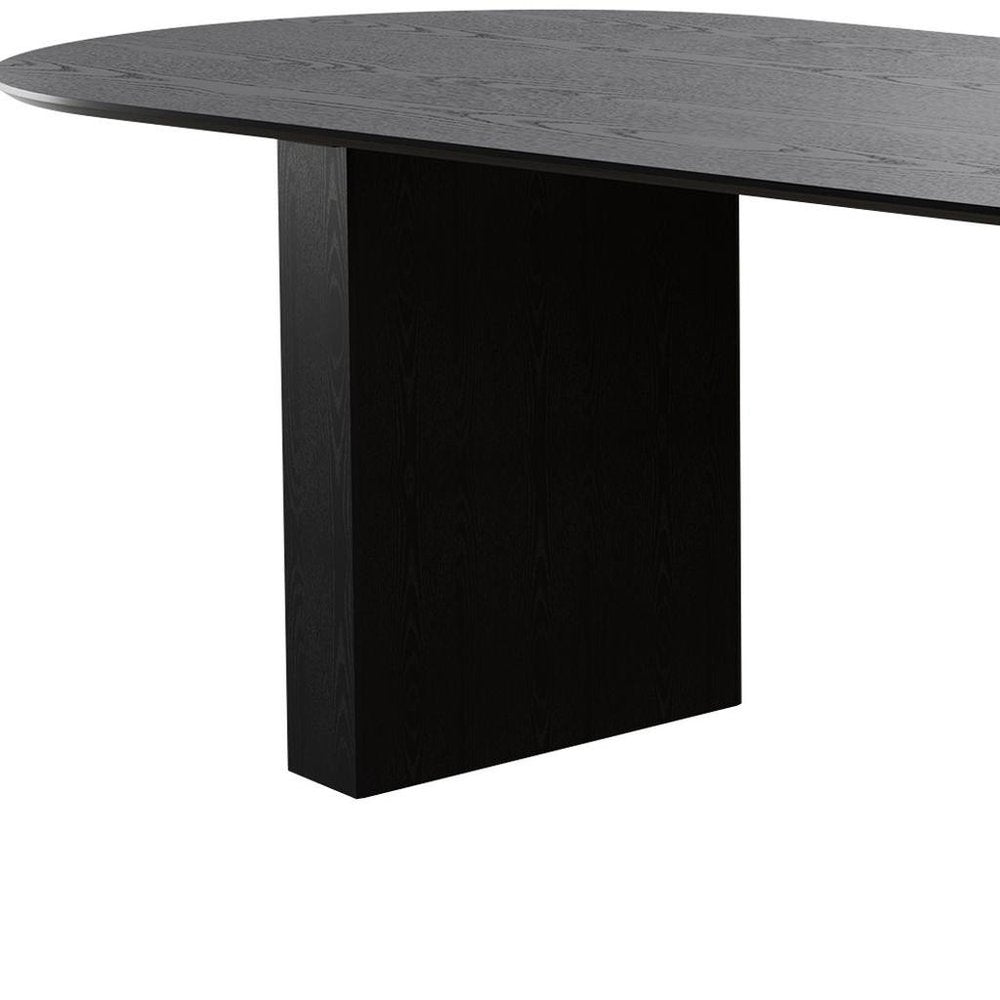 86" Black Wood Double Pedestal Base Oval Dining Table — view 4
