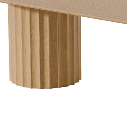 86" Natural Wood Double Pedestal Base Oval Dining Table HomeRoots