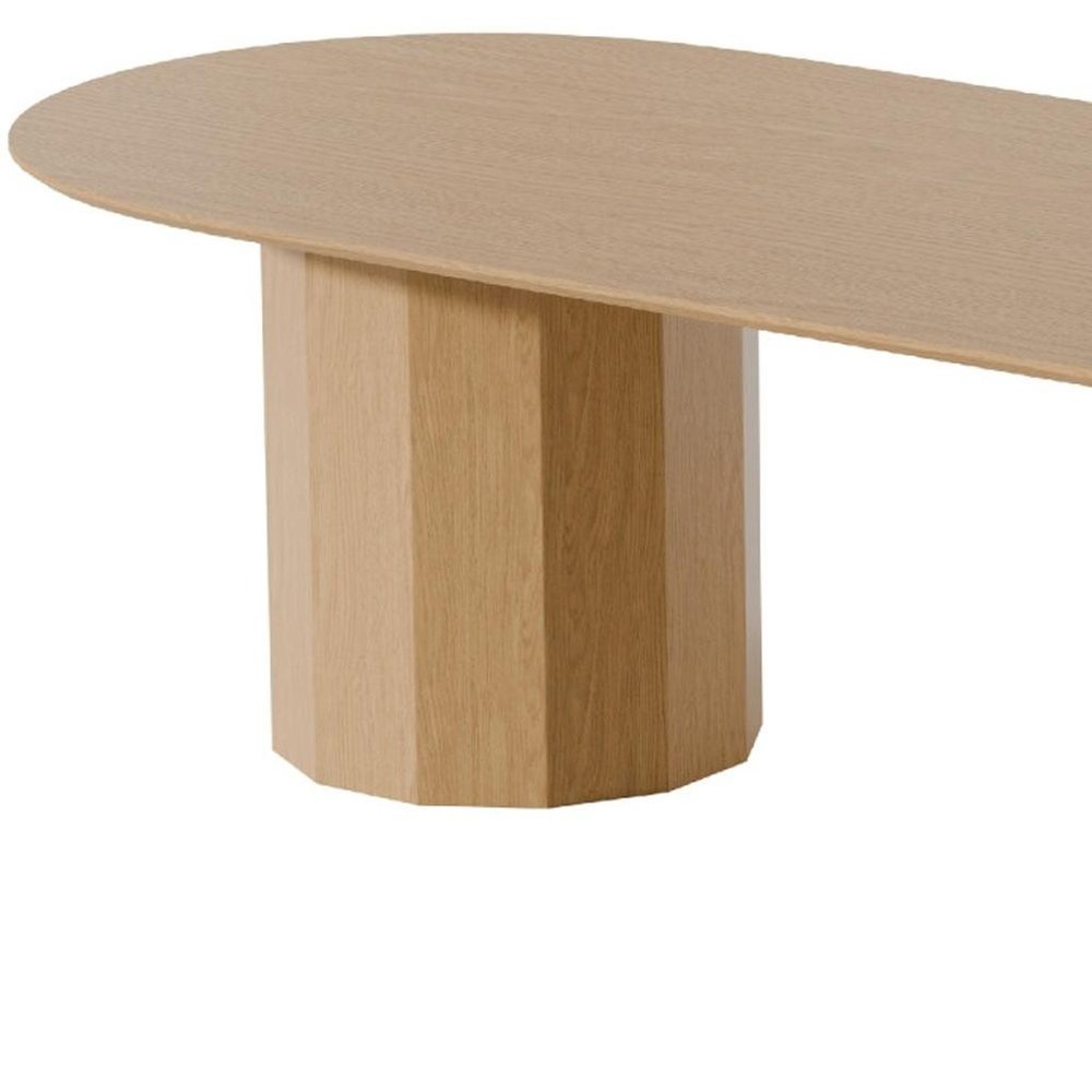 86" Natural Wood Double Pedestal Base Oval Dining Table HomeRoots