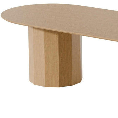 86" Natural Wood Double Pedestal Base Oval Dining Table HomeRoots