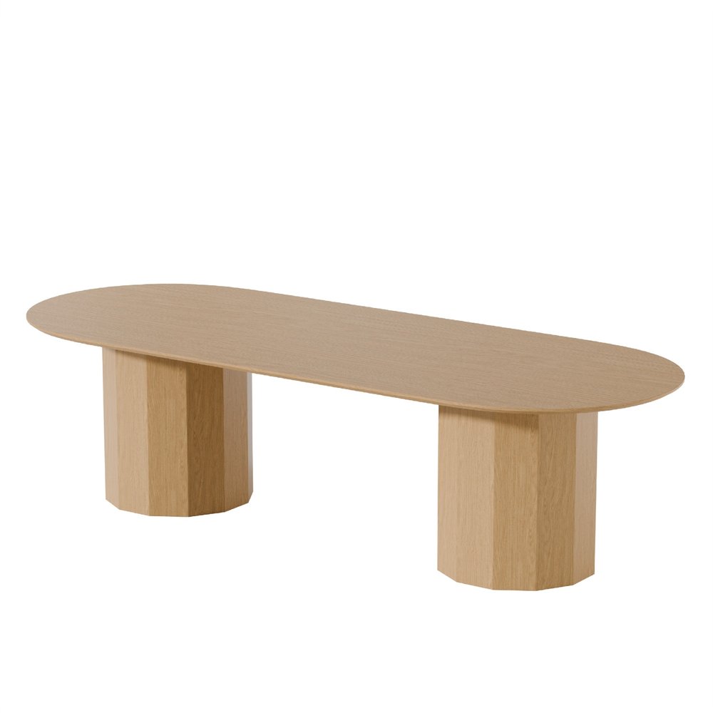 86" Natural Wood Double Pedestal Base Oval Dining Table HomeRoots