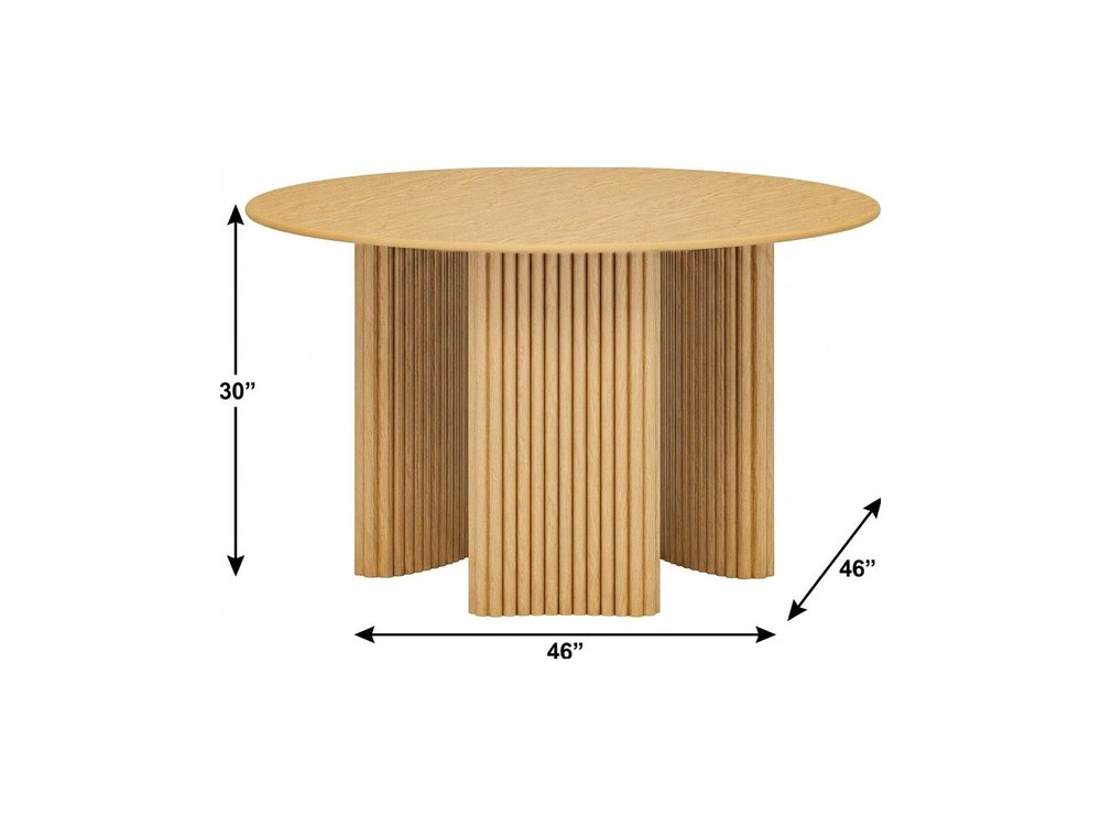 46" Natural Wood Three Leg Base Round Top Dining Table — view 6