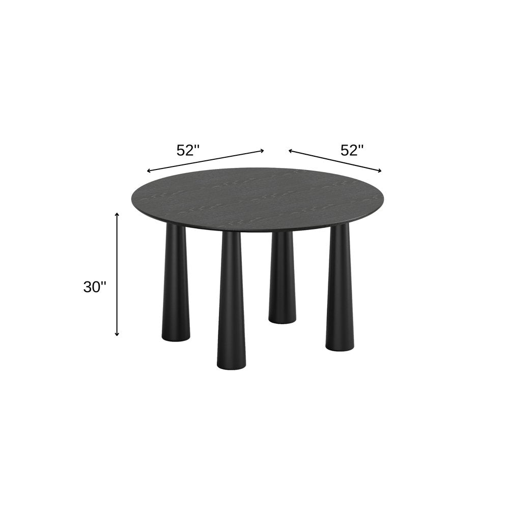 52" Walnut Solid Wood Round Top Dining Table