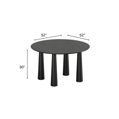 52" Walnut Solid Wood Round Top Dining Table