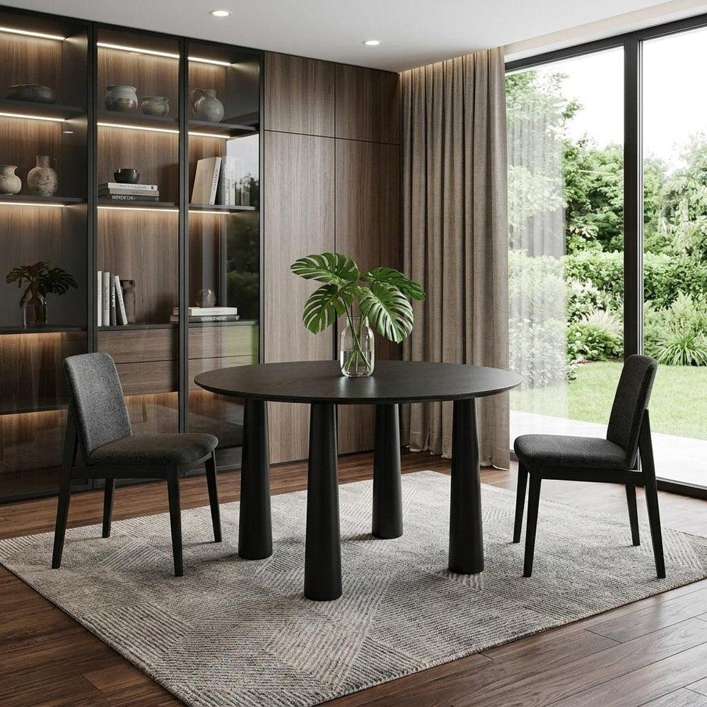 52" Walnut Solid Wood Round Top Dining Table