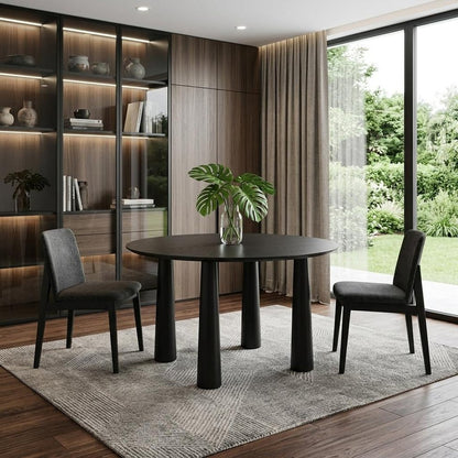 52" Walnut Solid Wood Round Top Dining Table