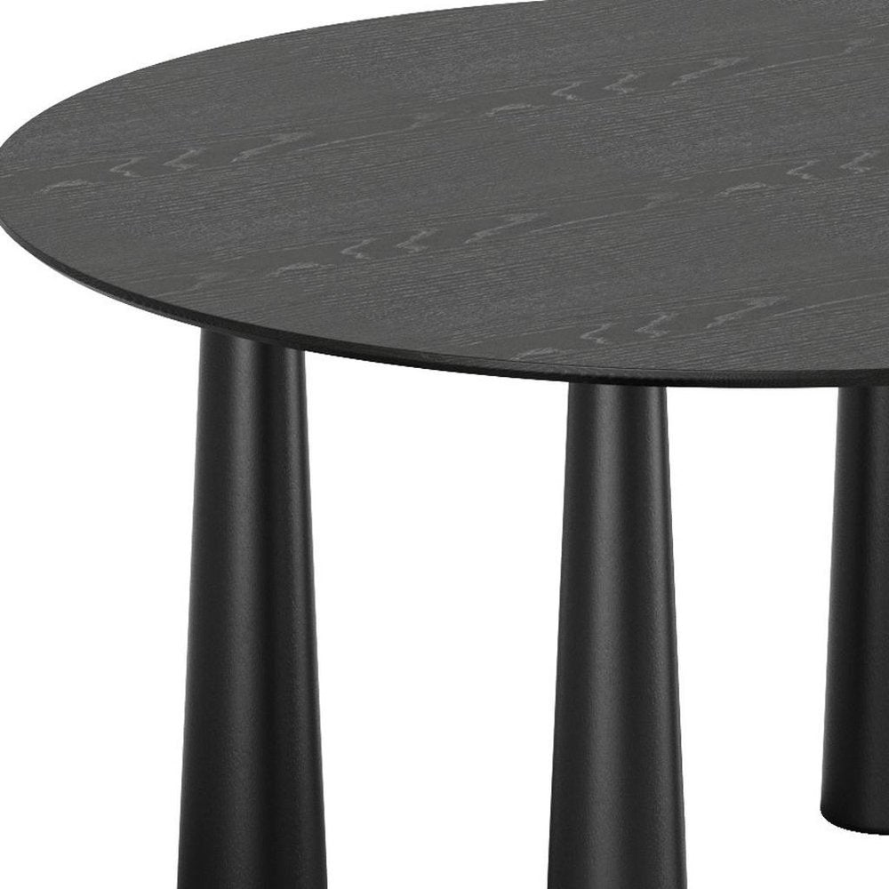 59" Black Solid Wood Round Top Dining Table — view 4