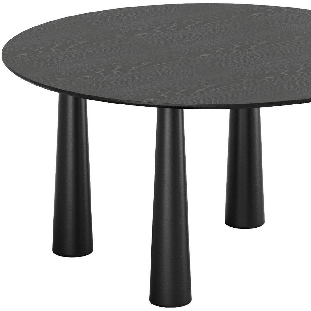 59" Black Solid Wood Round Top Dining Table — view 5