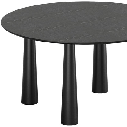 59" Black Solid Wood Round Top Dining Table
