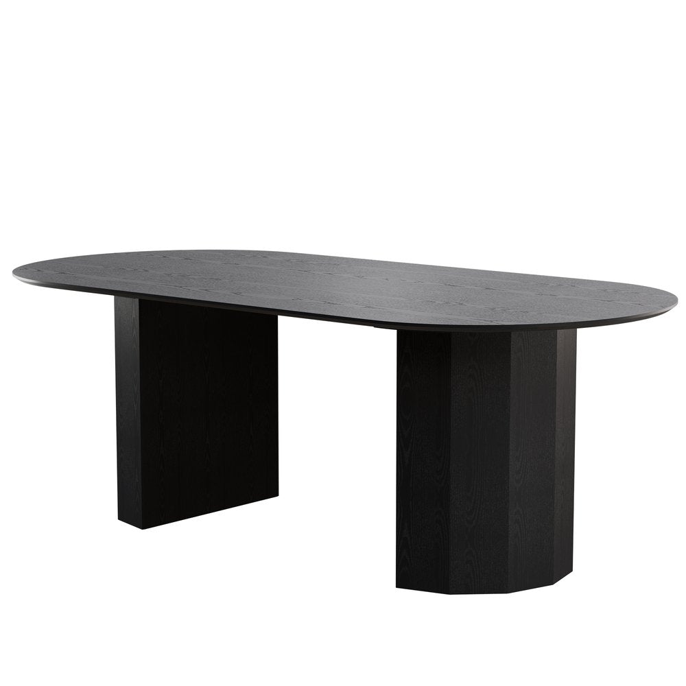 86" Black Wood Double Pedestal Base Oval Dining Table HomeRoots