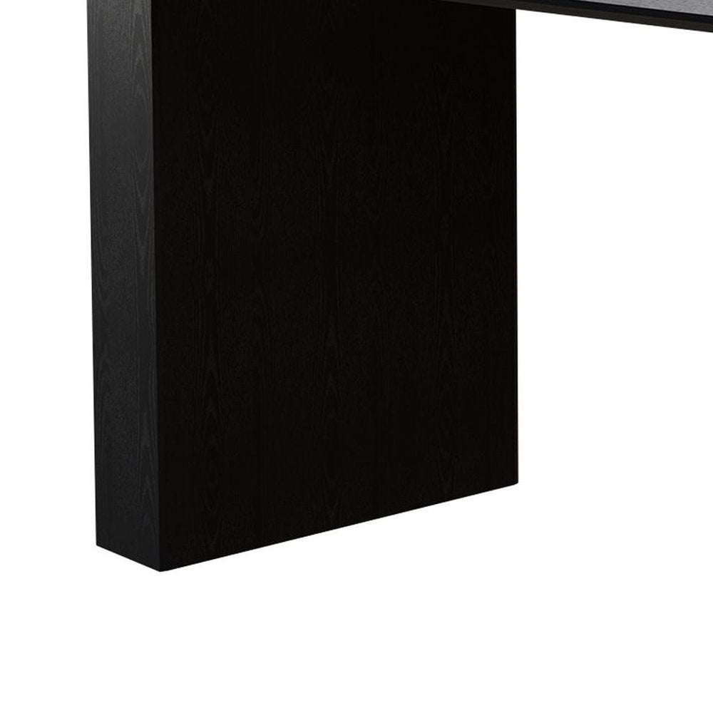 86" Black Wood Double Pedestal Base Oval Dining Table HomeRoots