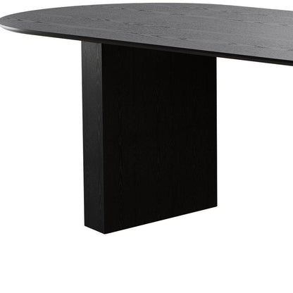 86" Black Wood Double Pedestal Base Oval Dining Table HomeRoots