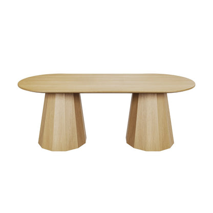 86" Natural Wood Double Pedestal Base Oval Dining Table HomeRoots