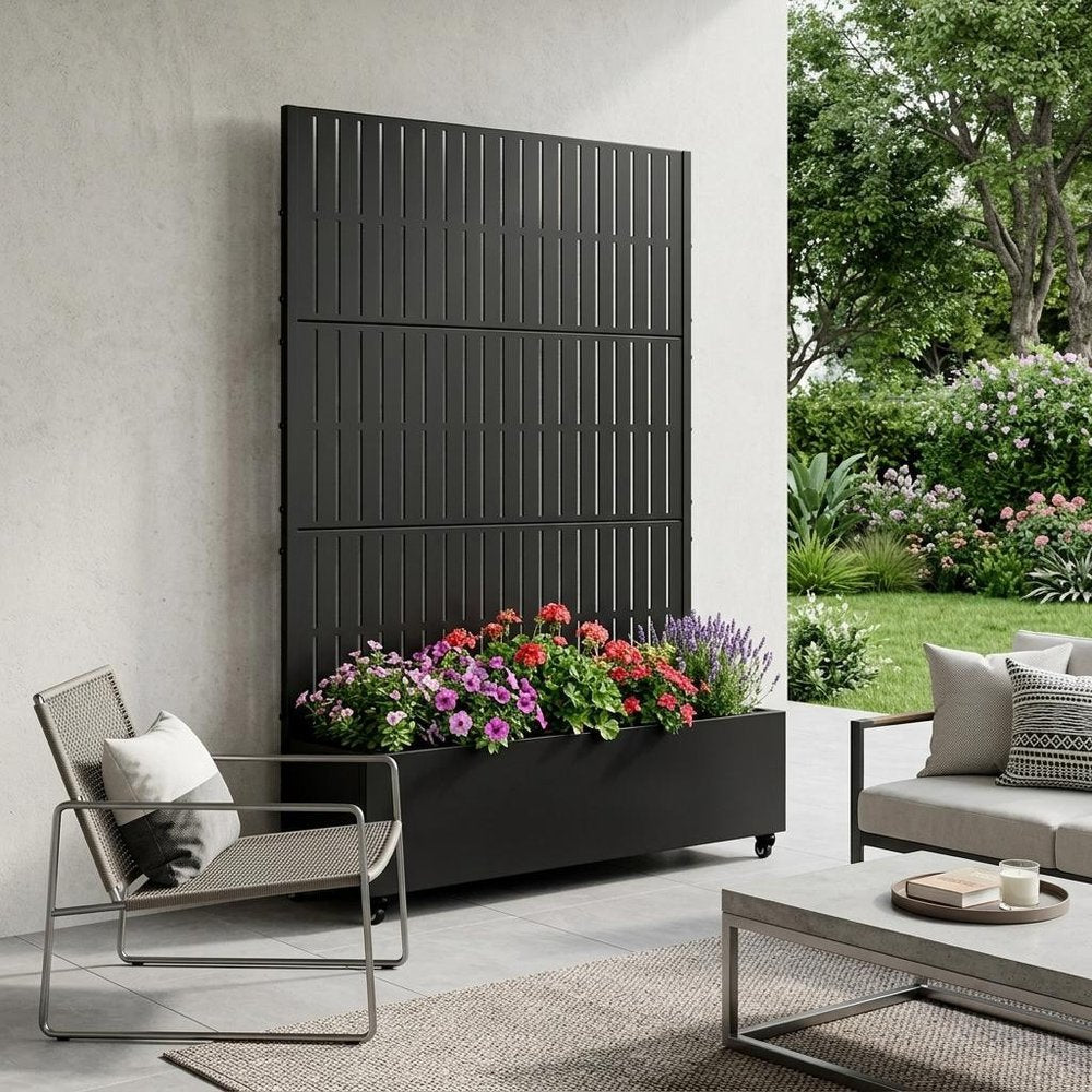 71" X 47" Black Galvanized Metal Rectangular Planter Box — view 4