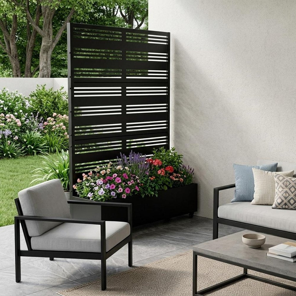 71" X 47" Black Galvanized Metal Rectangular Planter Box — view 1