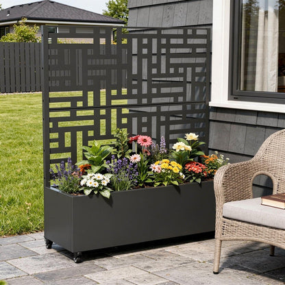 47" X 47" Black Galvanized Metal Rectangular Planter Box HomeRoots