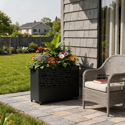 71" X 47" Black Galvanized Metal Rectangular Planter Box HomeRoots