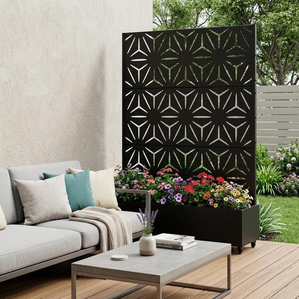 71" X 47" Black Galvanized Metal Rectangular Planter Box — view 1