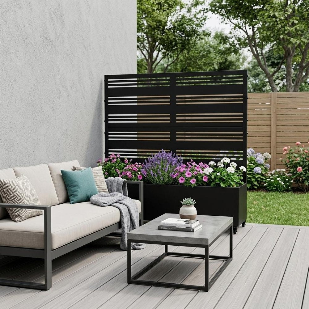 71" X 47" Black Galvanized Metal Rectangular Planter Box — view 1