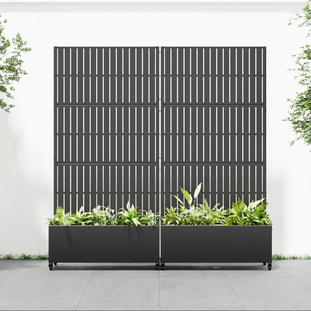 71" X 35" Black Galvanized Metal Rectangular Planter Box — view 3