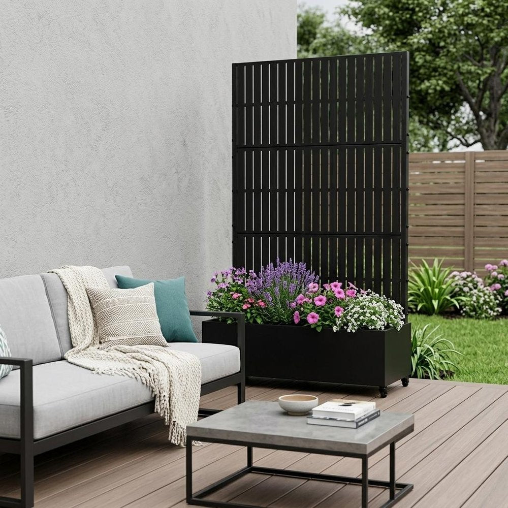 71" X 35" Black Galvanized Metal Rectangular Planter Box HomeRoots