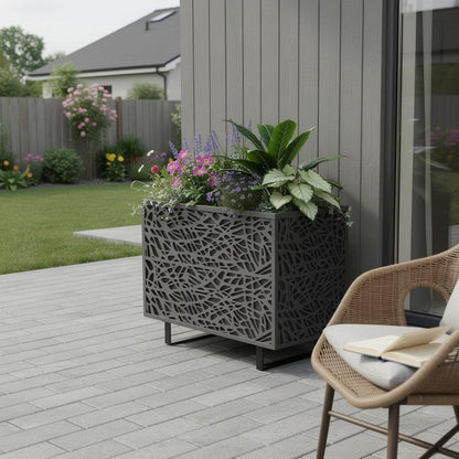 71" X 47" Black Galvanized Metal Rectangular Planter Box