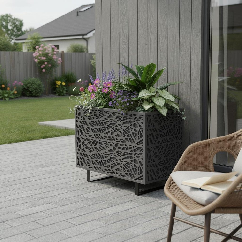 71" X 47" Black Galvanized Metal Rectangular Planter Box HomeRoots