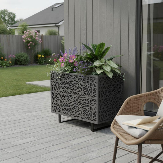 71" X 47" Black Galvanized Metal Rectangular Planter Box