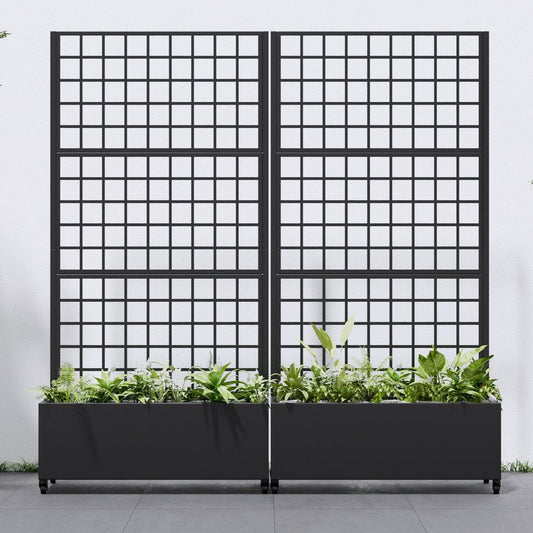 71" X 35" Black Galvanized Metal Rectangular Planter Box