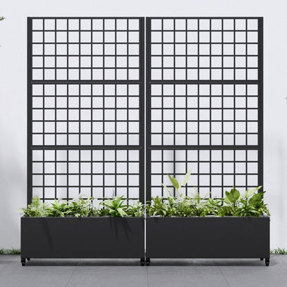 71" X 35" Black Galvanized Metal Rectangular Planter Box