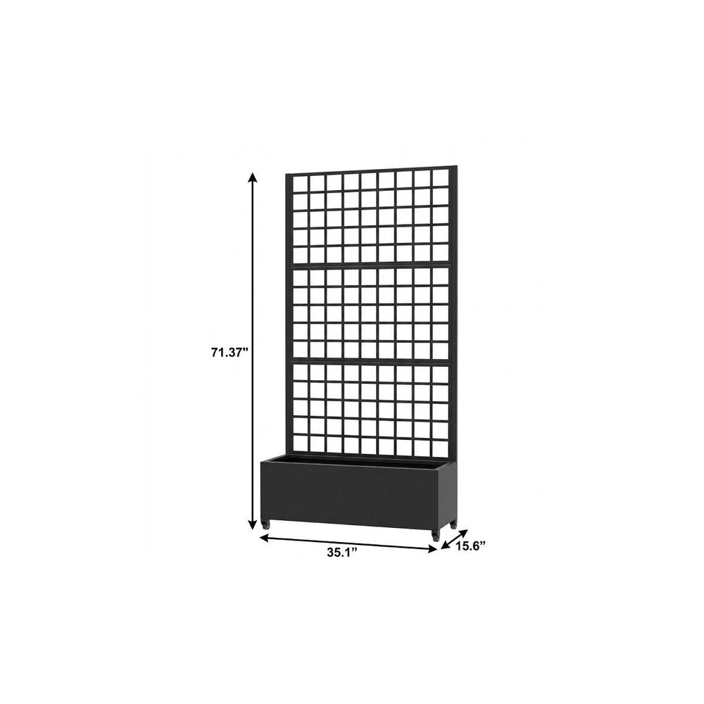71" X 35" Black Galvanized Metal Rectangular Planter Box HomeRoots