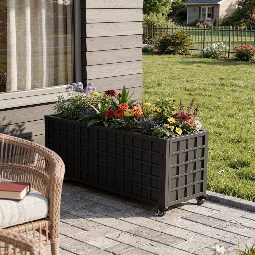 71" X 35" Black Galvanized Metal Rectangular Planter Box — view 6