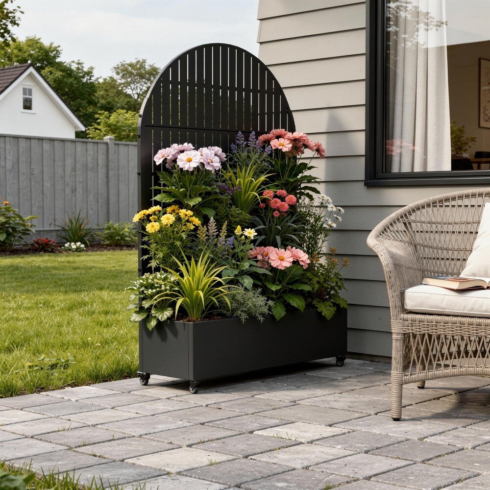 71" X 47" Black Galvanized Metal Rectangular Planter Box — view 5