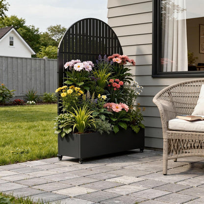 71" X 47" Black Galvanized Metal Rectangular Planter Box HomeRoots