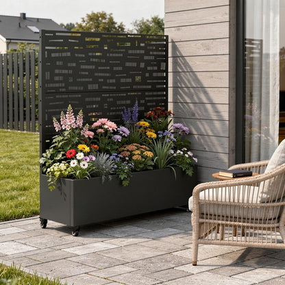 47" X 47" Black Galvanized Metal Rectangular Planter Box HomeRoots