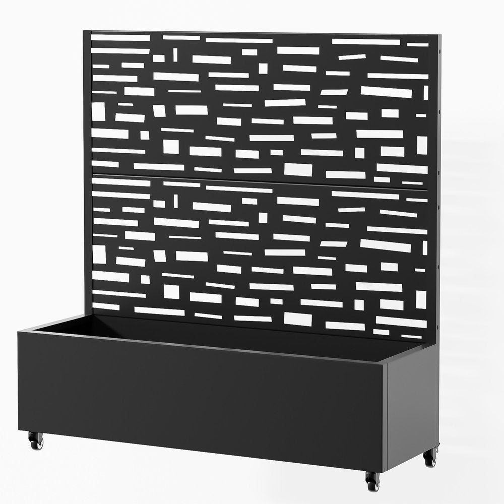 47" X 47" Black Galvanized Metal Rectangular Planter Box HomeRoots
